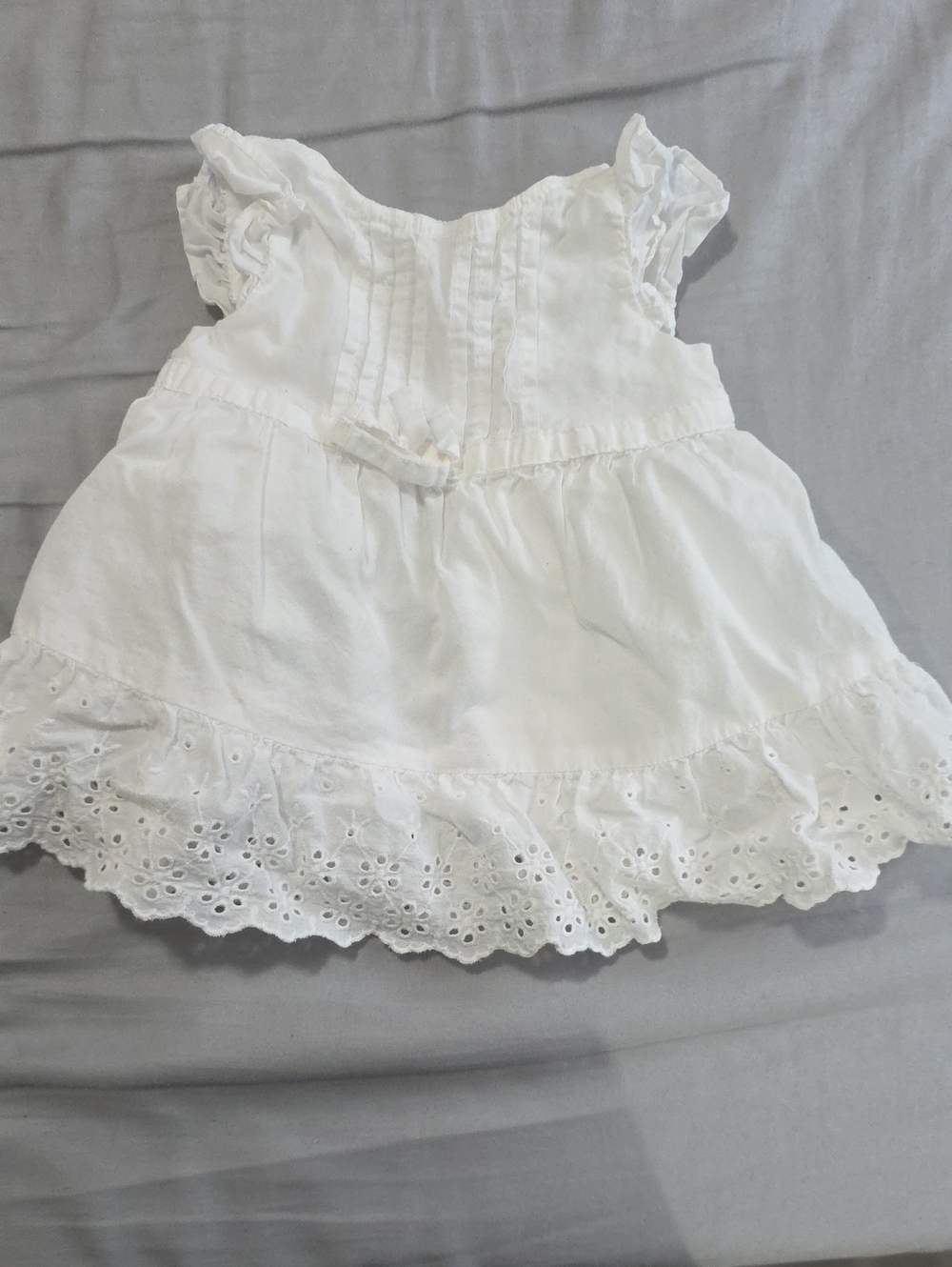 White Eyelet Cotton Girls' Dress